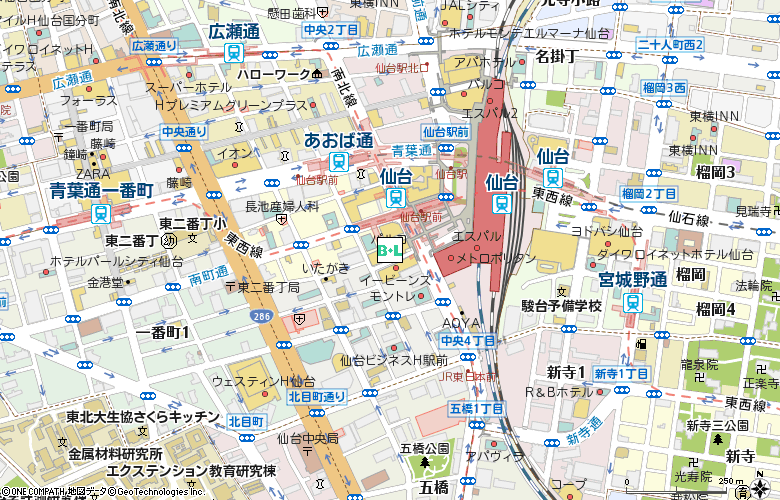 プライスコンタクト仙台店付近の地図